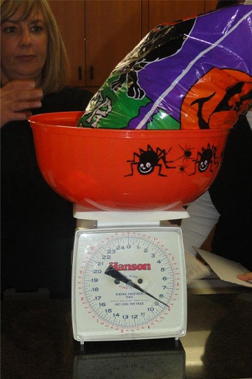 Bag of candy on a scale