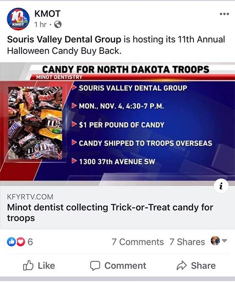 News item about candy for troops event