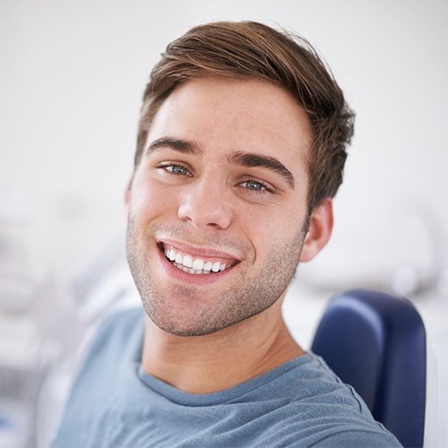 Man sharing smile after fluoride treatment