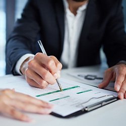 People go over paperwork