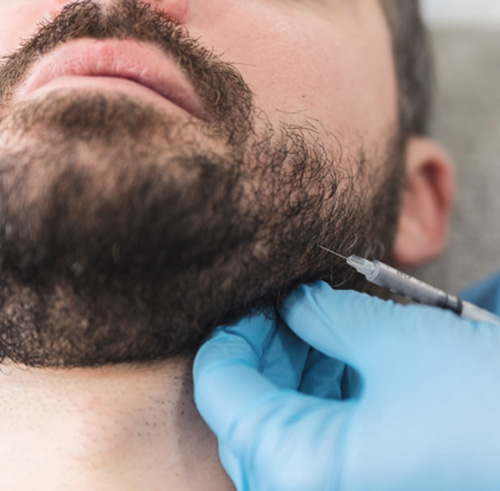 Closeup of patient getting BOTOX for TMJ therapy in Minot 