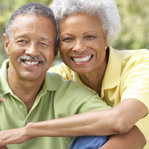 Older couple happy with dental bridges in Minot