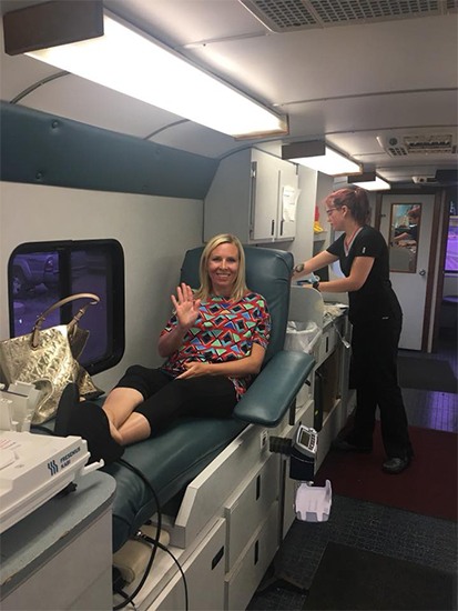 Dental team member donating blood