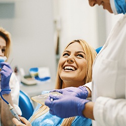 patient smiling at dentist 