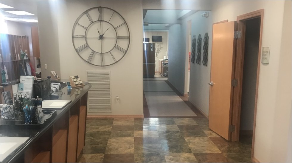 Hallway to dental treatment rooms