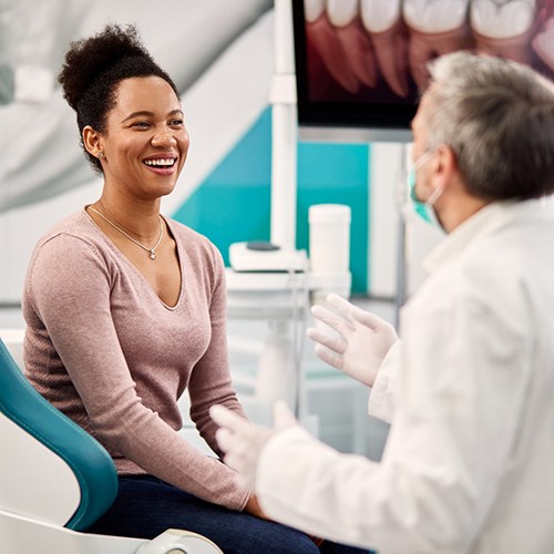 patient talking to dentist about sedation dentistry 