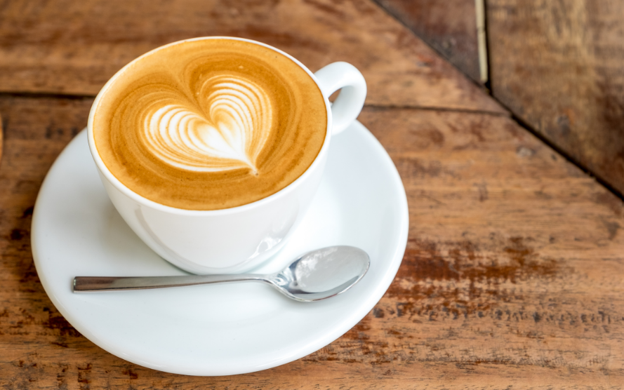 Latte with heart-shaped foam